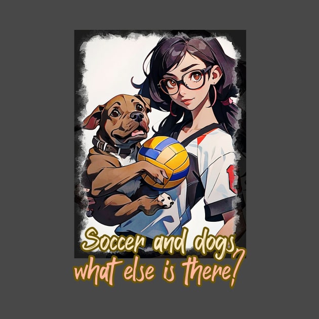 Soccer and dogs, what else is there? (cartoon girl pit bull) by PersianFMts