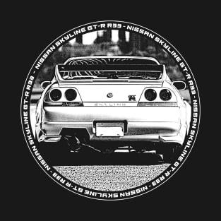 NISSAN SKYLINE GT-R R33 Black 'N White 4 (Black Version) T-Shirt