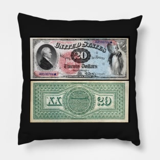 1869 $20 Dollar United States Treasury Note Pillow