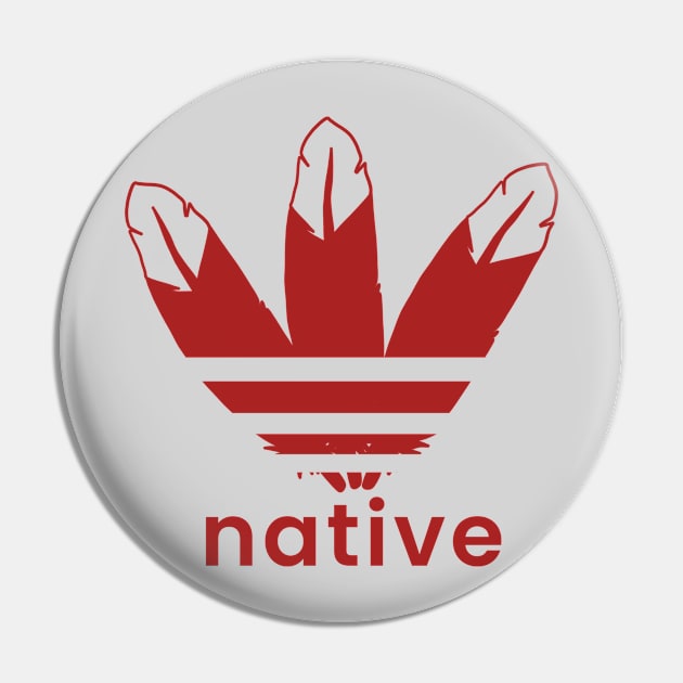 Native American 3 Feathers Design Dark Red Pin by Eyanosa