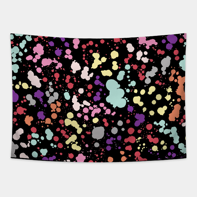 Pocket - Splatter Dots Multicolored Black Tapestry by ninoladesign