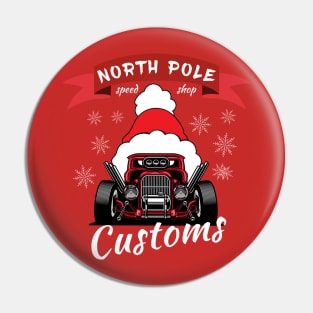 North pole ustom Christmas hotrod Pin