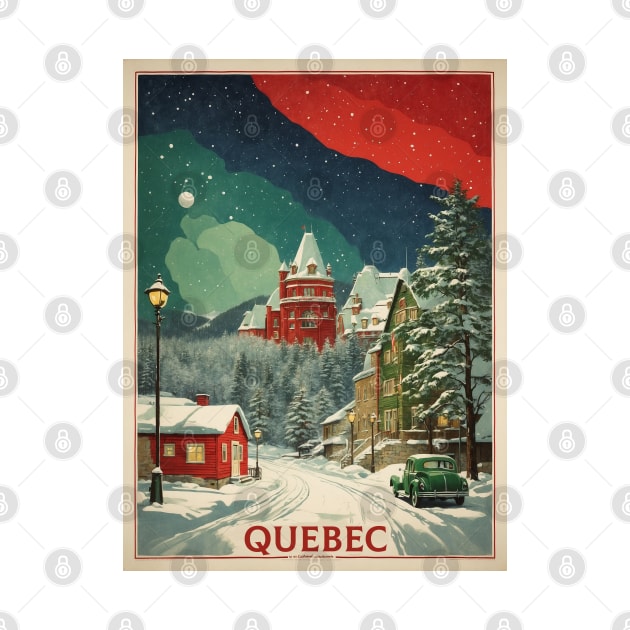 Quebec Canada Starry Night Vintage Poster Tourism by TravelersGems