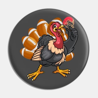 Cool Football Player Gift Gobble Thanksgiving Turkey Pin