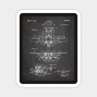 Seaplane Patent - Biwing Seaplane Art - Black Chalkboard Magnet