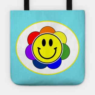 Rainbow Flower Smiley Face Tote