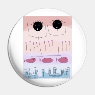 Kids Topsy Turvy Stick Figure Pin