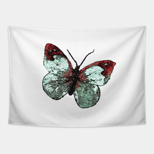 Painted White and Red Butterfly Garden Tapestry by oknoki