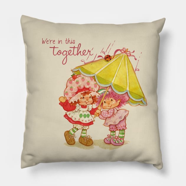 Vintage Strawberry RAIN gO A WAY Pillow by fatkahstore
