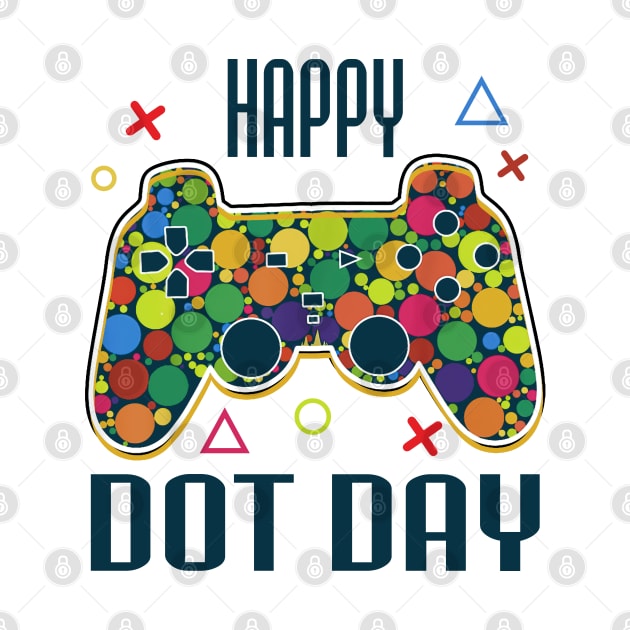 Happy Dot Day Gamers Boy Game Controller Colourful Polka Dot by Rene	Malitzki1a