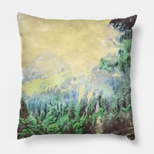 Forest trees watercolor art painting Pillow