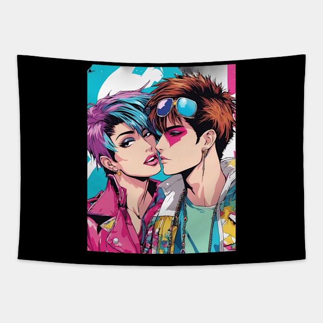 Romantic Couple Tapestry by animegirlnft