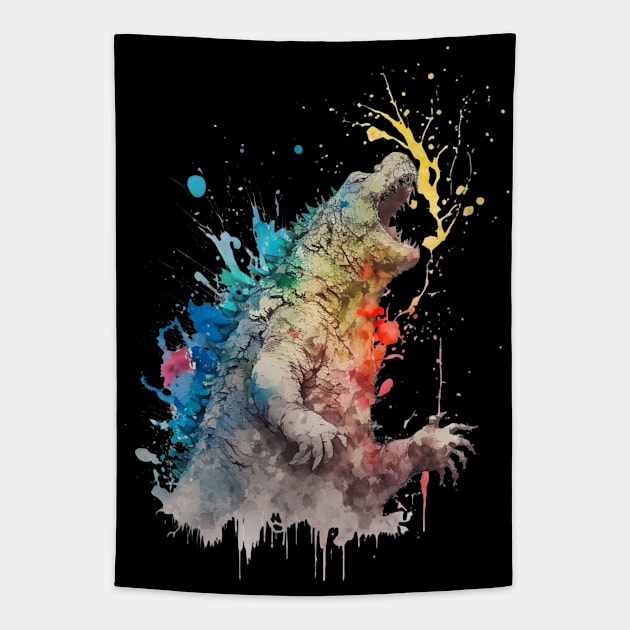 Godzilla having fun Tapestry by newcoloursintheblock