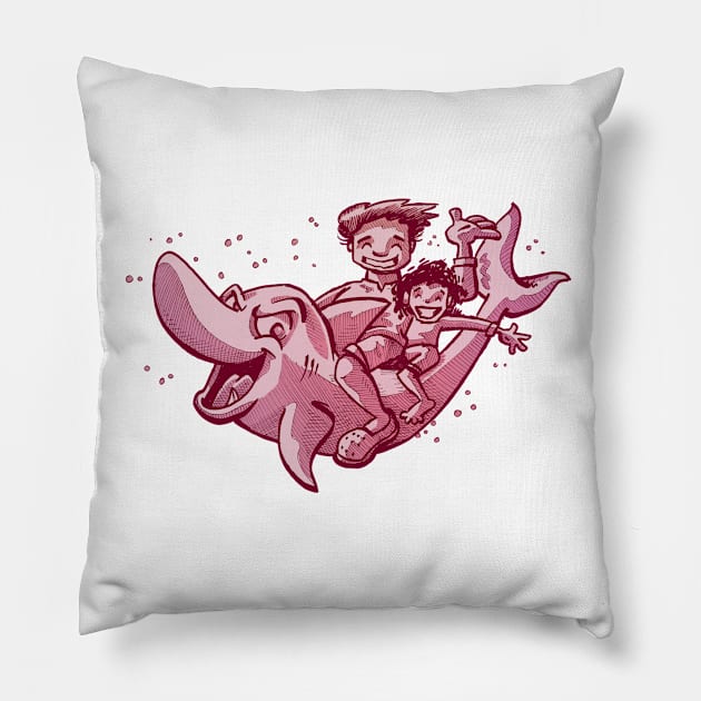 Shark Ride Red Pillow by BlueGlue