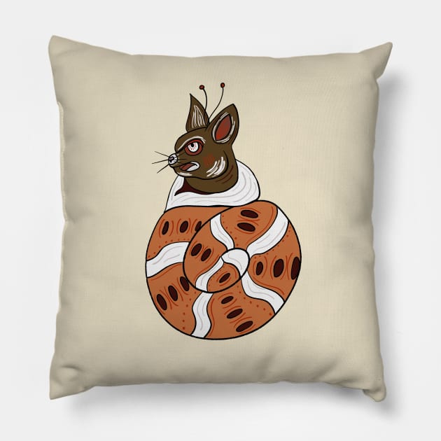 Medieval Snail Cat Pillow by K LaBarbera Art