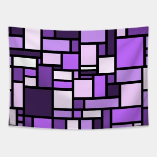 Purple Square and Rectangle Geometric Patterns - Disco Vibes Tapestry