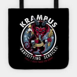 Krampus Babysitting Service - Creepy Cute Christmas - Goth Holiday Tote