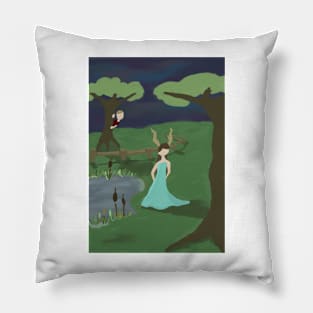 Fantasy girl being watched by boy love story Pillow
