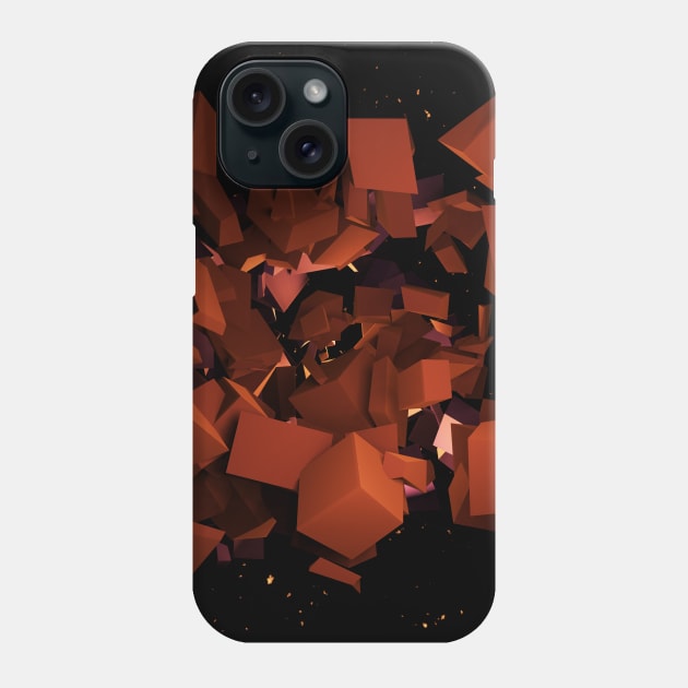 Orange Cube Explosion Space Art Phone Case by muffinespixels