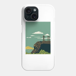 Cape Sounion with Temple of Poseidon Ruins Greece WPA Art Deco Poster Phone Case