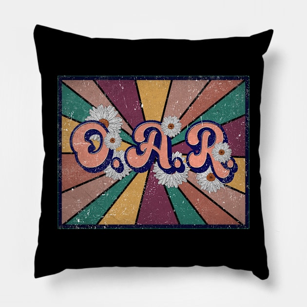 Flowers Graphic O.A.R Proud Name 70s 80s 90s Vintage Styles Pillow by MakeMeBlush