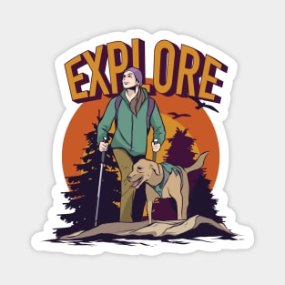 Explore | Hiker with Yellow Lab Magnet