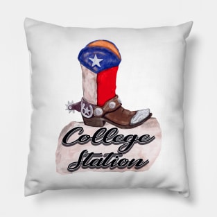 College Station Texas Cowboy Boot Pillow