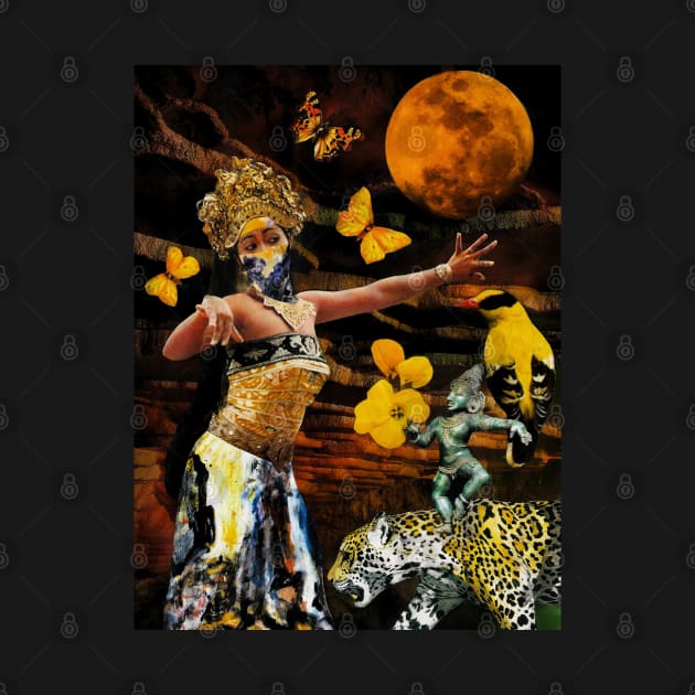 Bali Island Balinese Dancer Traditional Moon Citrine Quartz by seruniartworks