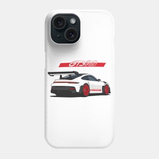 Rear car 911 gt3 rs white red Phone Case