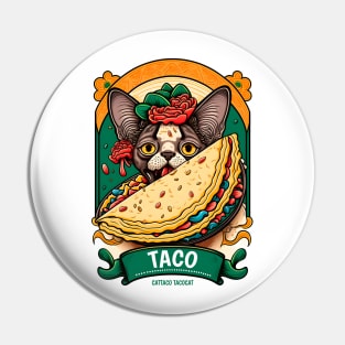 Taco Cattaco Tacocat Cinco De Mayo Funny Floral Cat Lover Mexican Fiesta Pin