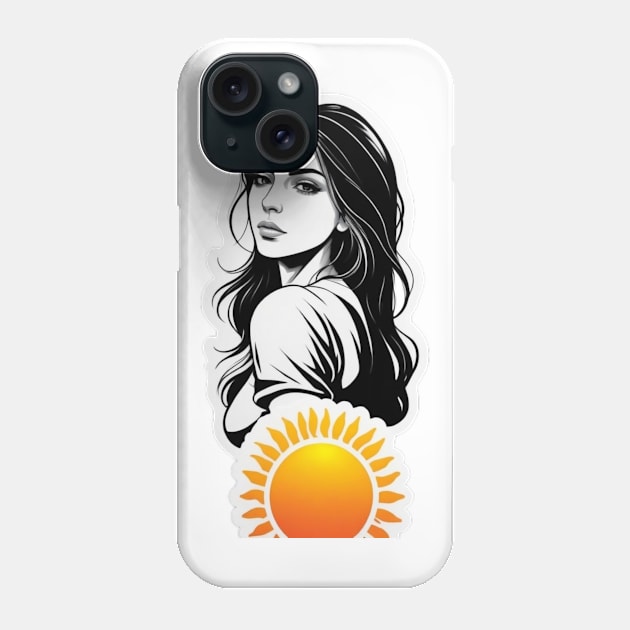 girl with sun Phone Case by NeyPlanet