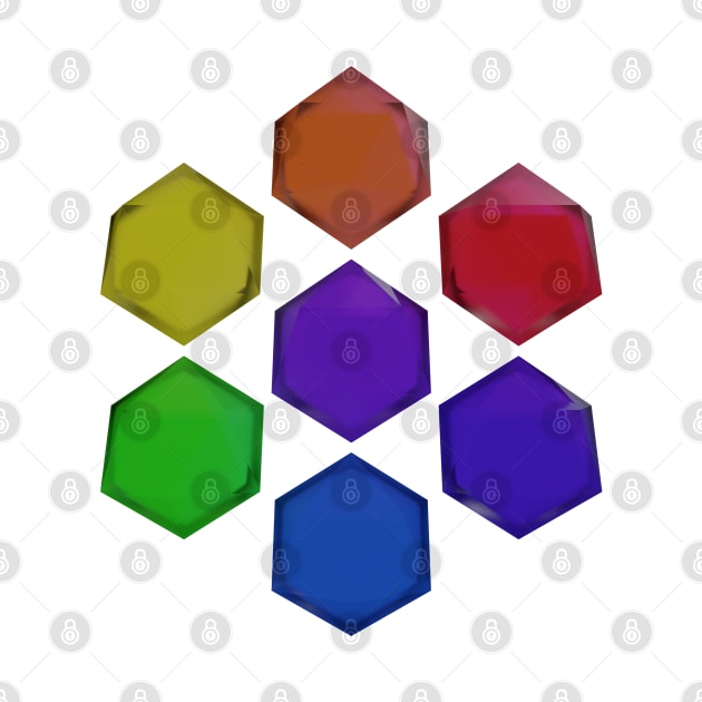 Rainbow Icosahedrons Gems by Zeeph