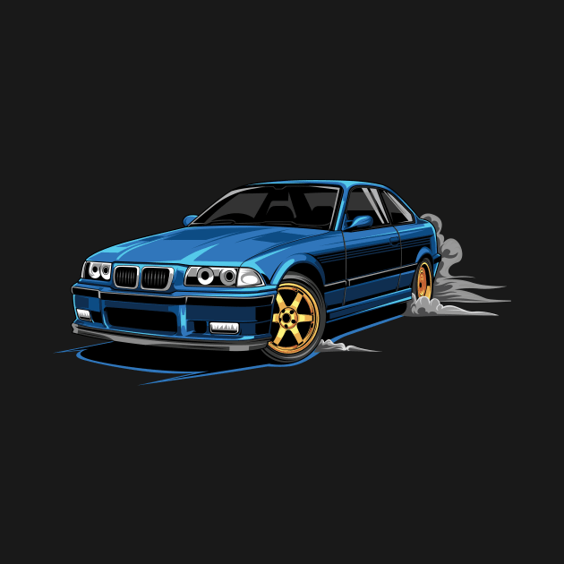 M3 E36 Car Illustration Blue by yourcar.art