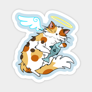 Fluffy Calico Cat Angel Magnet