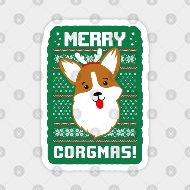 Merry Corgmas Christmas Sweater Corgi Christmas Gift Magnet by RobertDan