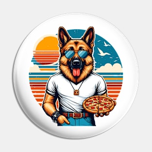 German Shepherd Dog Eating Pizza Pin