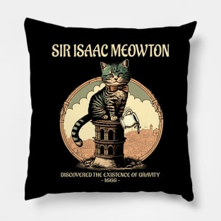 Sir Isaac Meowton Kitten Funny Science Gravity Cat Lover Pillow
