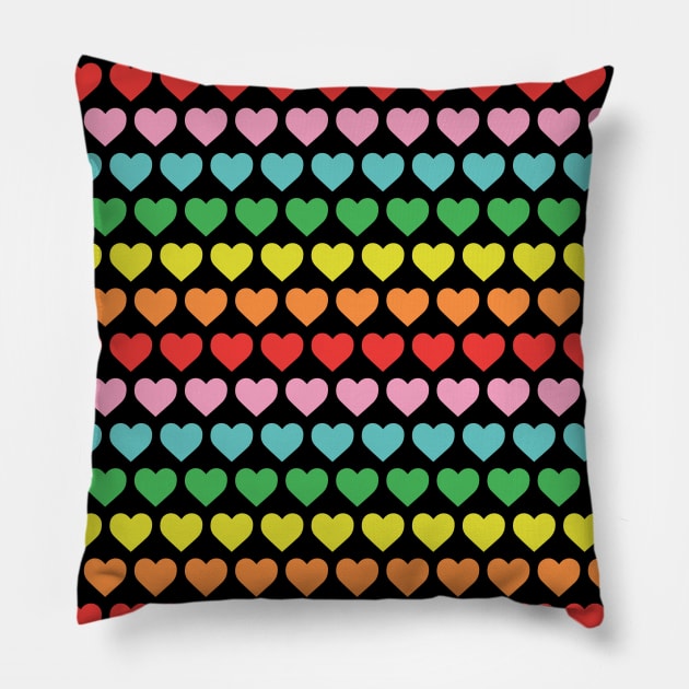 Rainbow Hearts Pattern Pillow by Heyday Threads