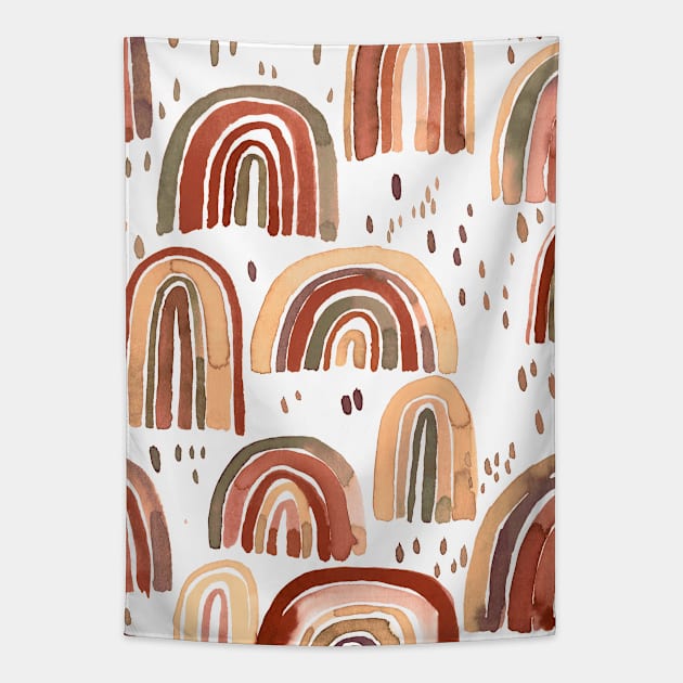 Pocket - Cute Watercolor Rainbows Terracota Desert Tapestry by ninoladesign