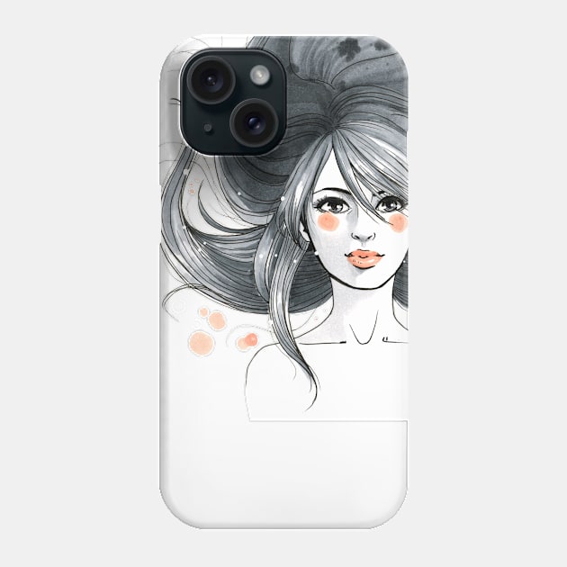 Beauty Blowing Hair Wind Woman Phone Case by jessicaguarnido