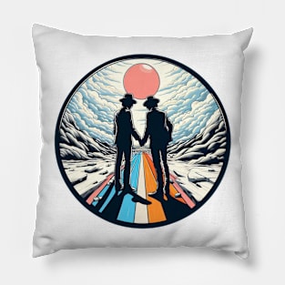 trippy psychedelic retro art Pillow