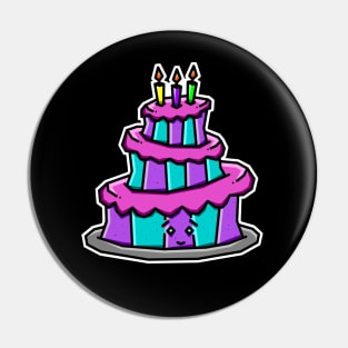 Cute Little Happy Birthday Cake with Blue and Purple Celebration Vibes Gift - Birthday Pin