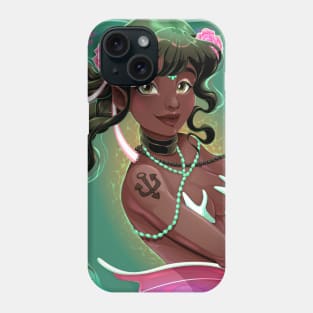 Smiling mermaid with white fish tail Phone Case