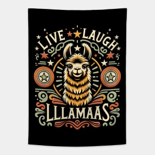 Live Laugh LLLamaas Vintage Llama Humor Tapestry