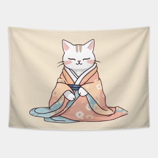 Cute cat in kimono Tapestry