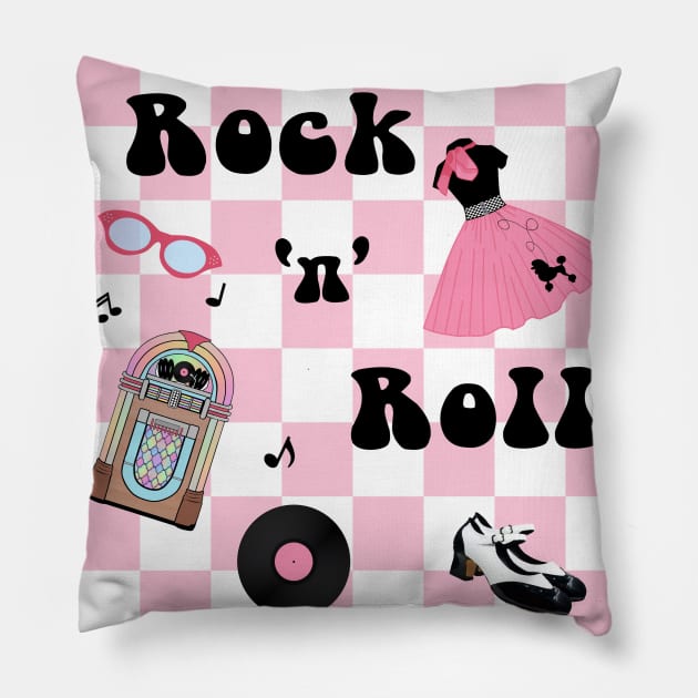 Rock and Roll Pink Pillow by KarwilbeDesigns