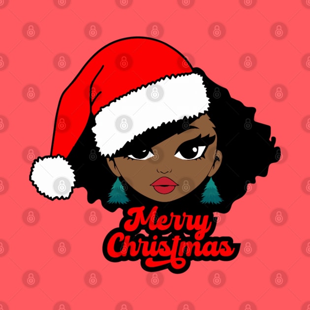 Merry Christmas Santa Hat, Black Girl Christmas Magic by UrbanLifeApparel