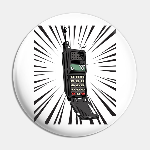 Retro Cellphone (black print) Pin by Studio-Sy