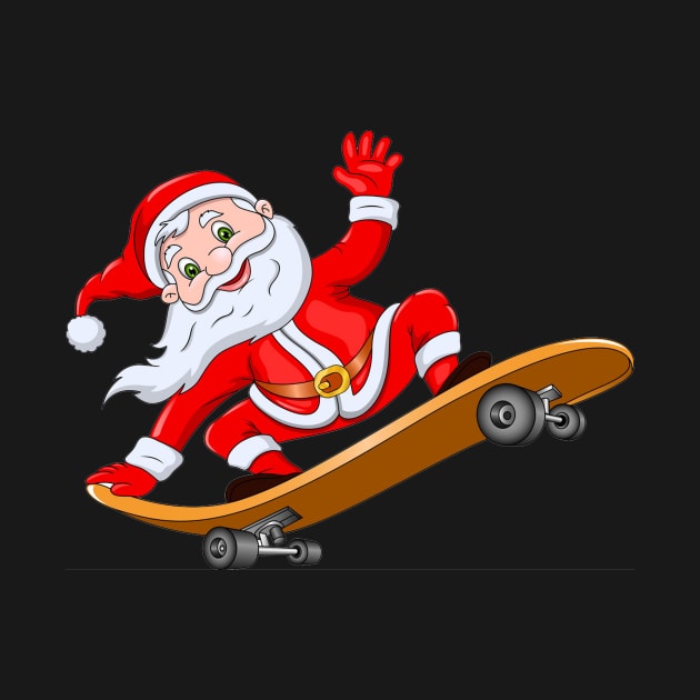 Funny Skateboarding Santa T-Shirt Gift by TeeLovely