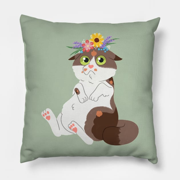 Cat Bloom Pillow by ScintillaDesiderata 